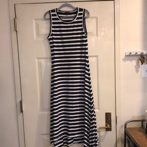 J. Crew Ivory & Navy Striped Maxi Dress Size S EUC